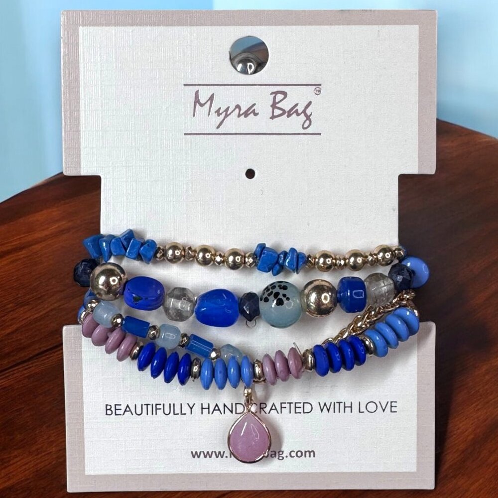 Myra Bag Handcrafted "Vintage Elegance" 4 Stacked Bracelet - New